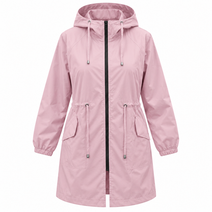 Imperméable femme | Grande taille, léger | Veste zippée à capuche