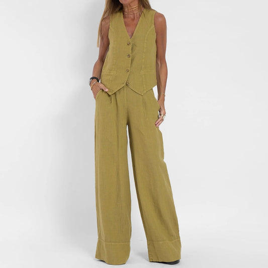 Élégant Pantalon Lin - Confortable - Chic-Chemisier-PARIS FEMME