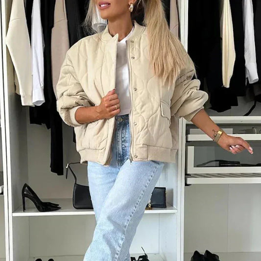 Veste Bomber Femme | Matelassée avec Boutons Pression