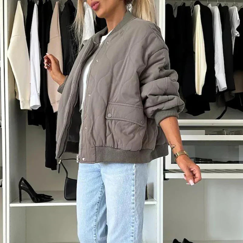 Veste Bomber Femme | Matelassée avec Boutons Pression