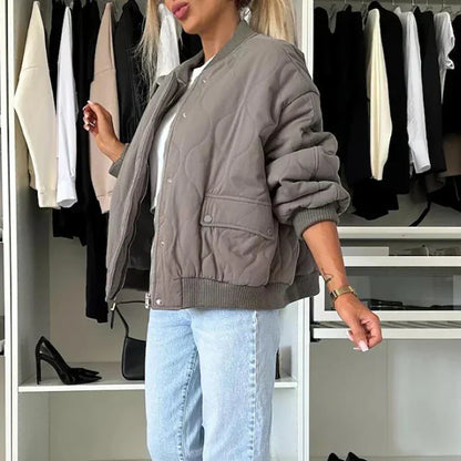 Veste Bomber Femme | Matelassée avec Boutons Pression