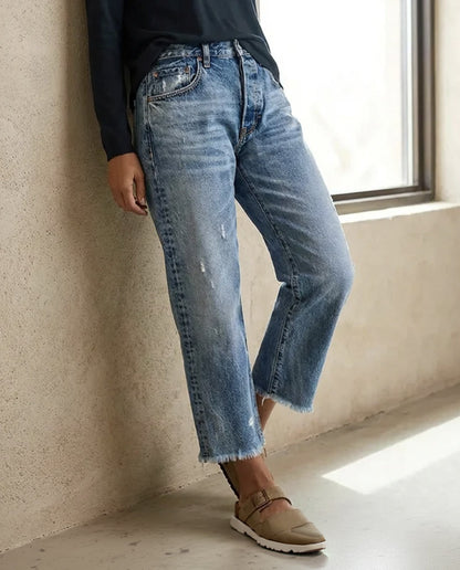 Jean denim femme coupe courte cheville stretch plusieurs coloris