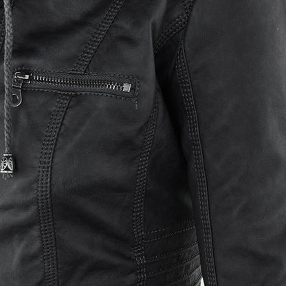 Veste Cuir Femme | Imperméable avec Capuche | Doublure Souple