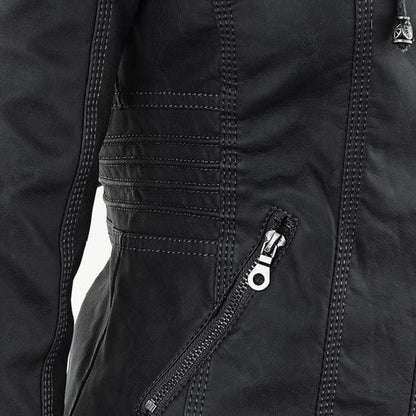 Veste Cuir Femme | Imperméable avec Capuche | Doublure Souple