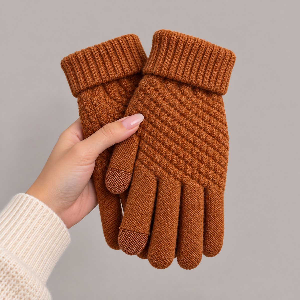 Gants hiver femme | Maille chaude, taille unique | Tactiles pour smartphone