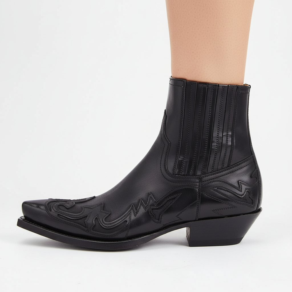 Bottes Western Cuir | Cowboy Unisexe | Broderie Style