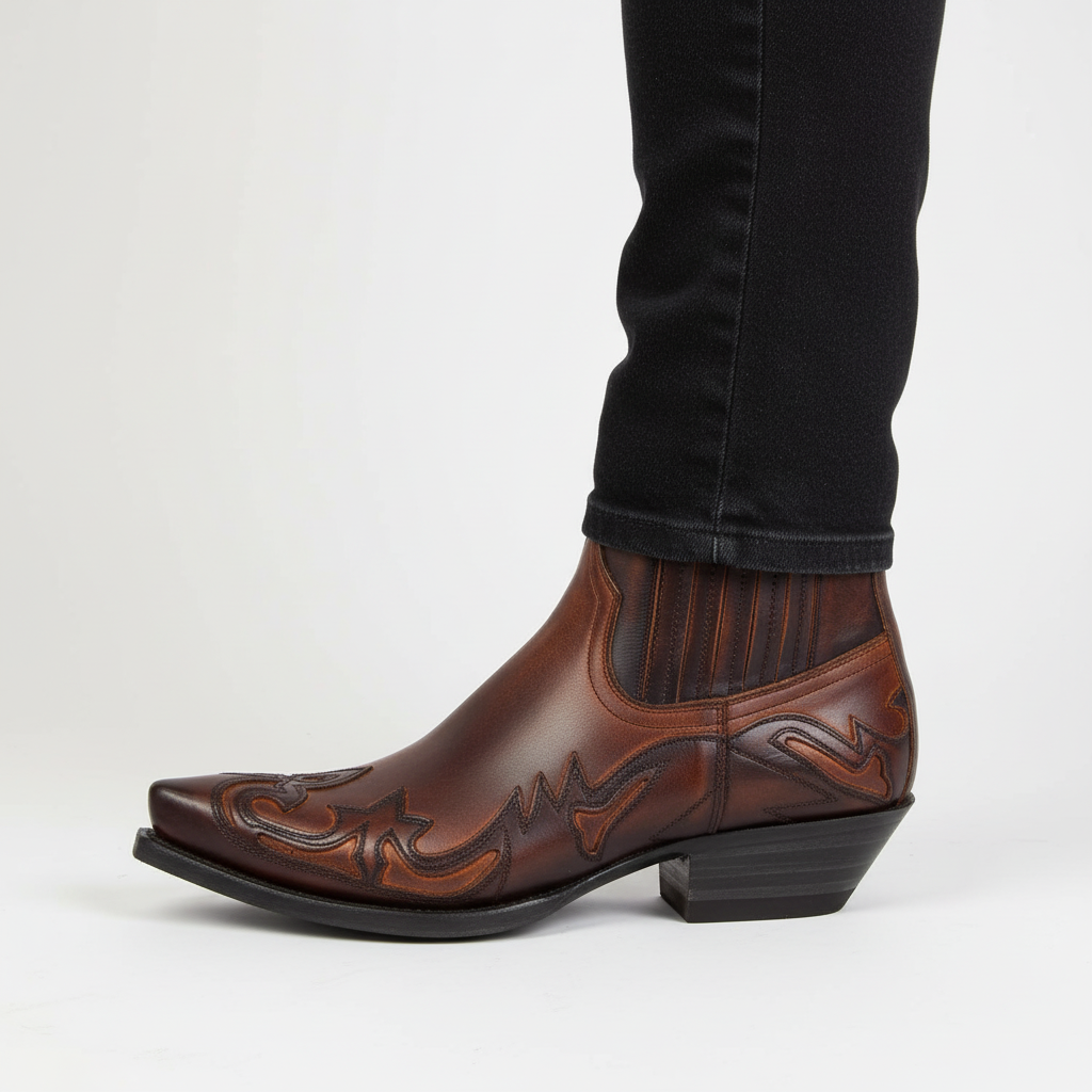 Bottes Western Cuir | Cowboy Unisexe | Broderie Style