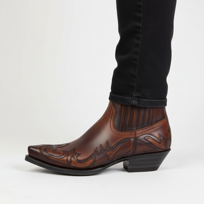 Bottes Western Cuir | Cowboy Unisexe | Broderie Style