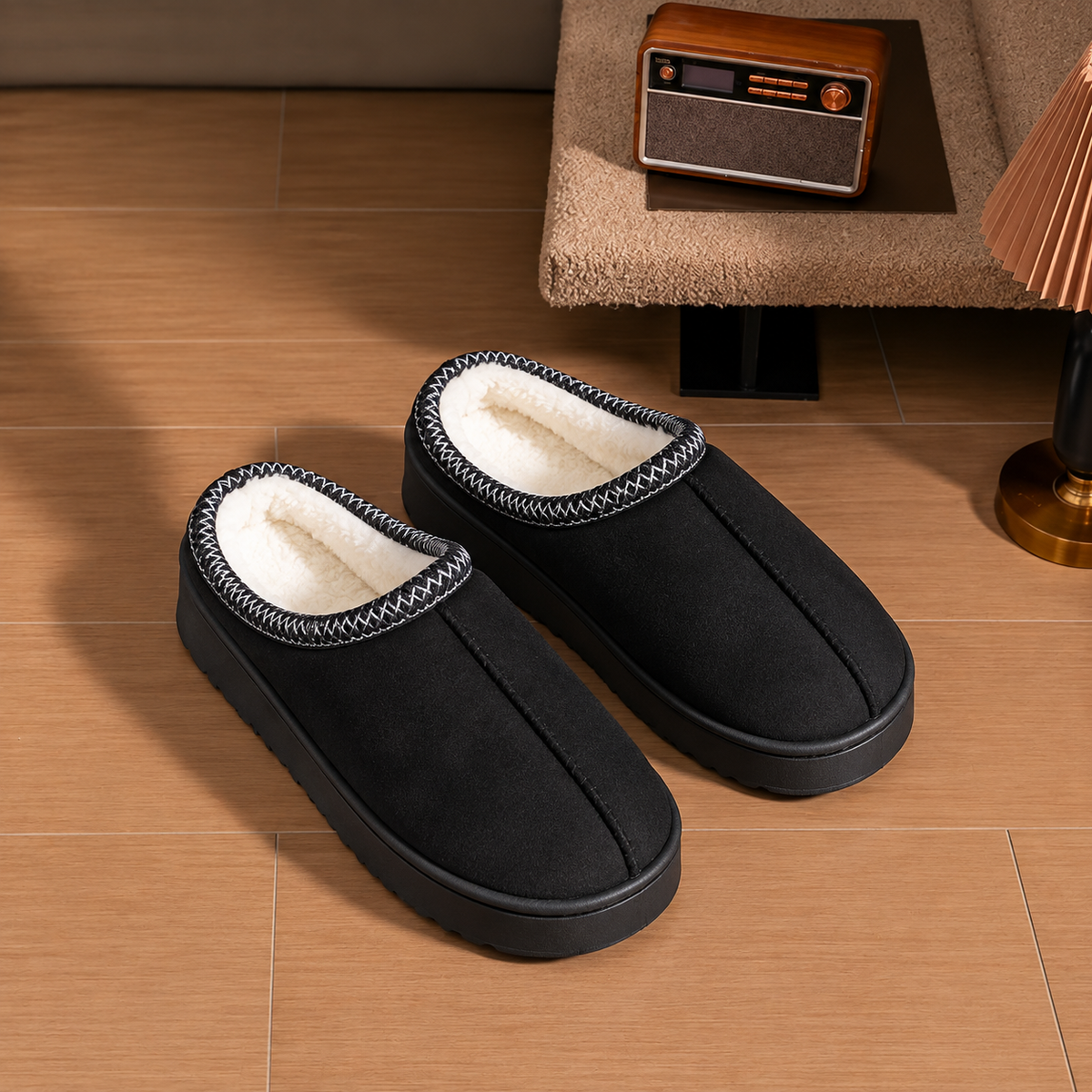 Chaussons Femme | Doublure Peluche, Chaude | Semelle Épaisse, Antidérapante