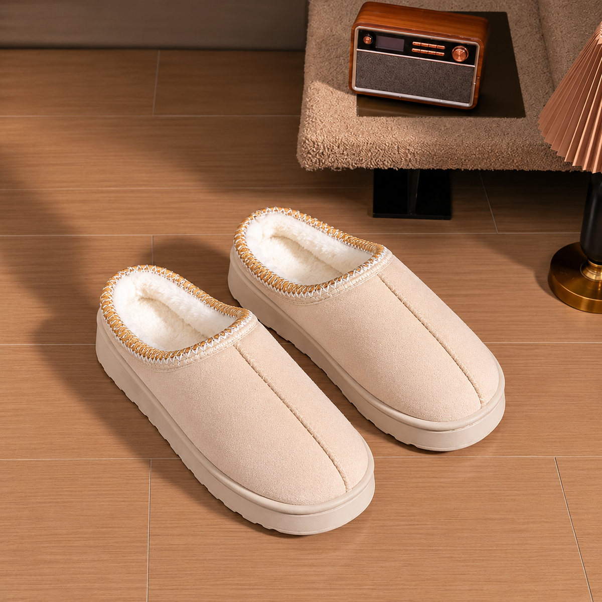 Chaussons Femme | Doublure Peluche, Chaude | Semelle Épaisse, Antidérapante