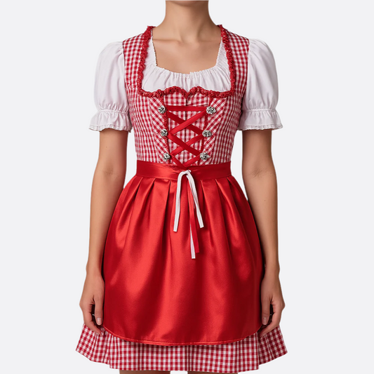Robe Dirndl Femme - Élégante Rouge - Matériau de Haute Qualité - Trachten Oktoberfest