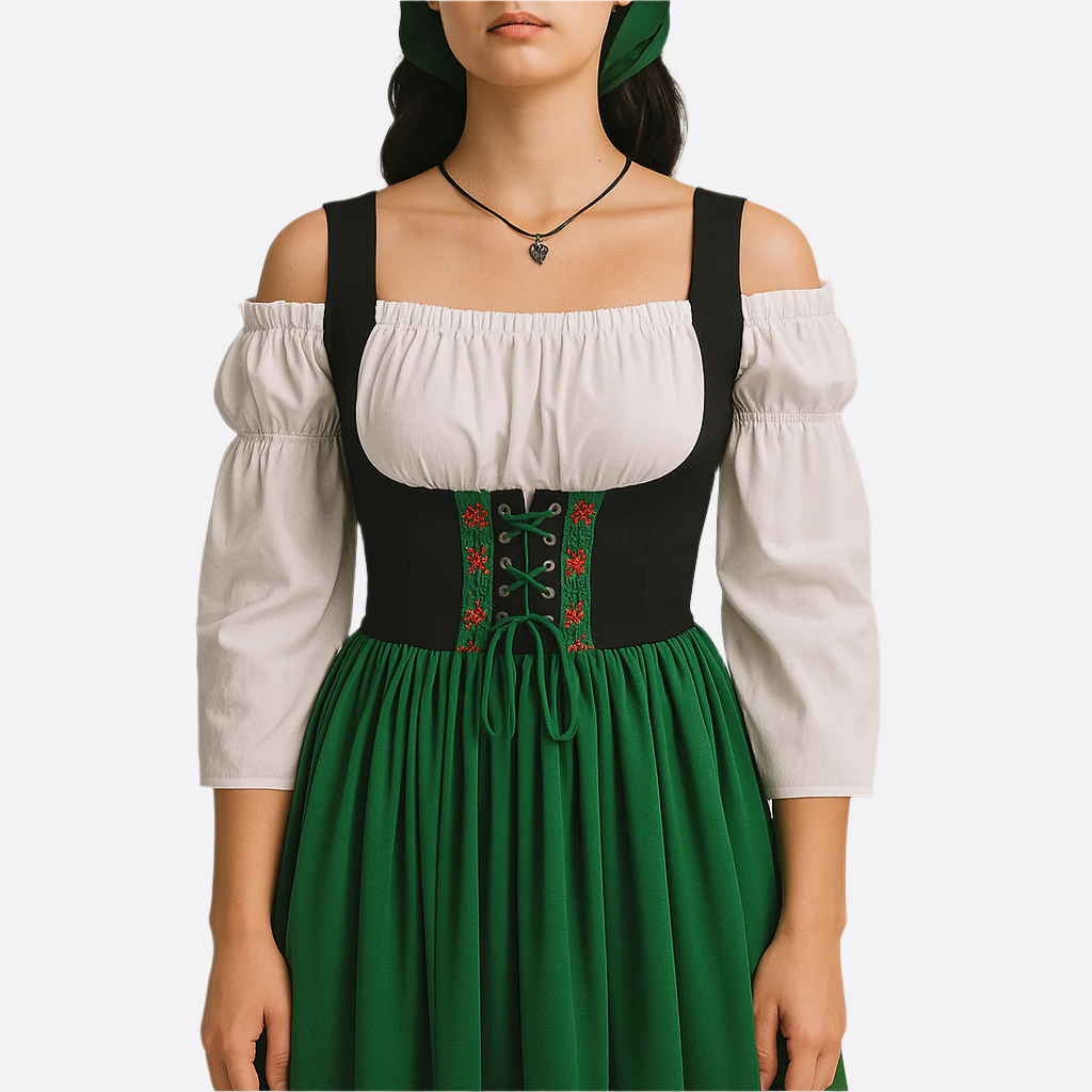 Robe Dirndl lang für Frauen Oktoberfest - Leichtes Material - Traditionelles Design