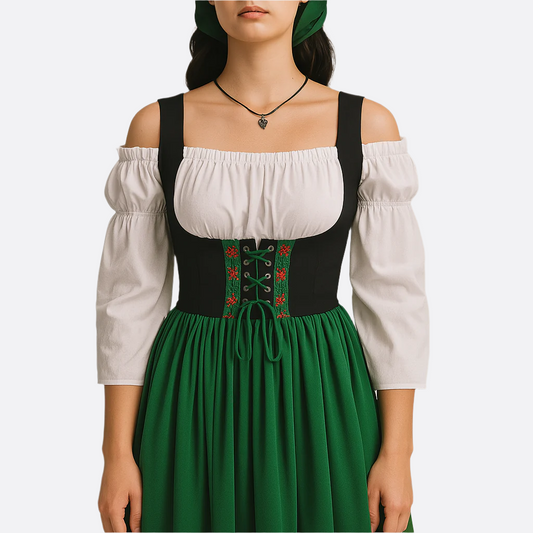 Robe Dirndl lang für Frauen Oktoberfest - Leichtes Material - Traditionelles Design