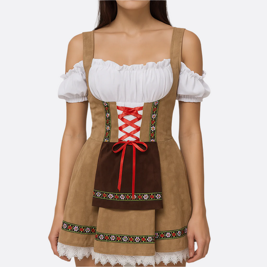 Robe Mini Dirndl Femme - Tissu Léger - Élégante Mode Trachten Oktoberfest