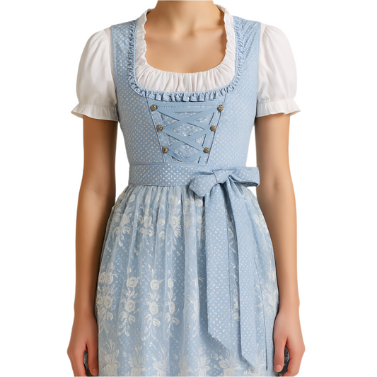 Dirndl Kleid Damen - Leichter Stoff - Trachtenkleid Oktoberfest - Festlicher Komfort