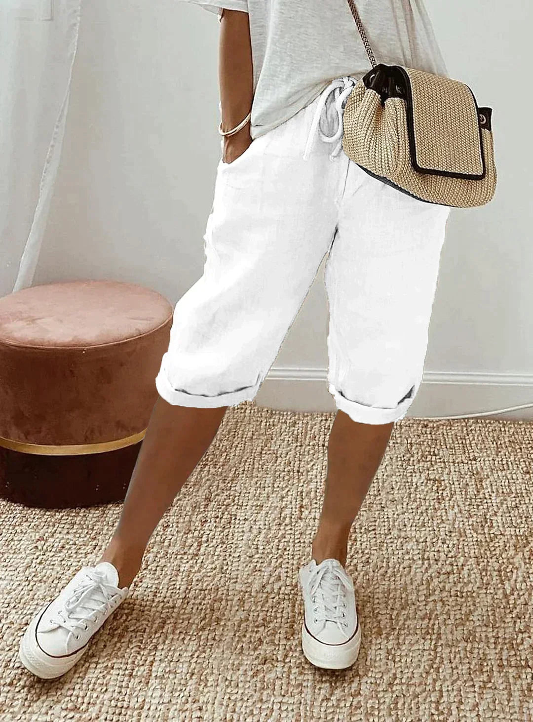 Yara | Pantalon Capri pour femmes en polyester