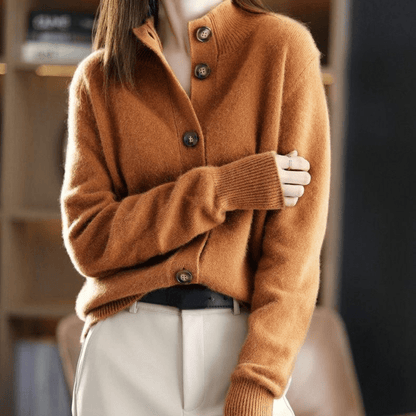 Cardigan Femme | Tricot Boutonné, Col Montant