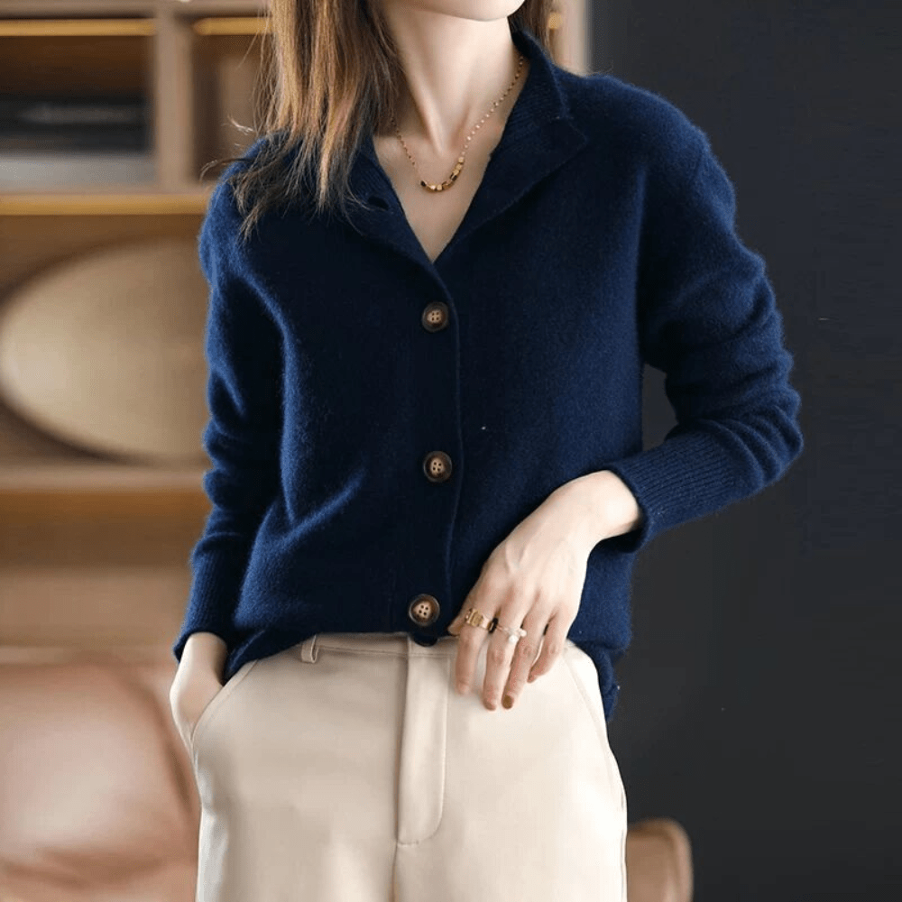 Cardigan Femme | Tricot Boutonné, Col Montant