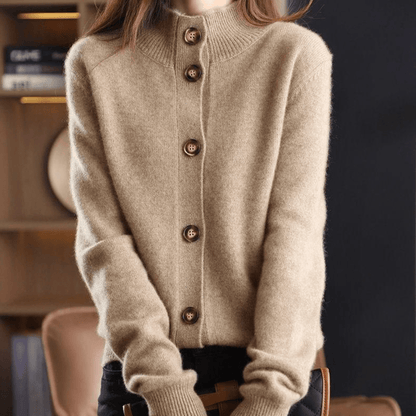 Cardigan Femme | Tricot Boutonné, Col Montant