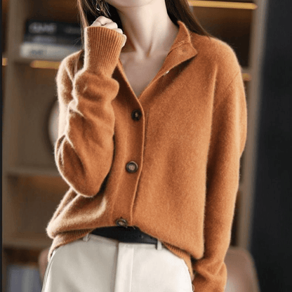 Cardigan Femme | Tricot Boutonné, Col Montant