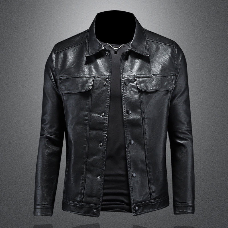 Veste de Biker Homme en Cuir Élégant