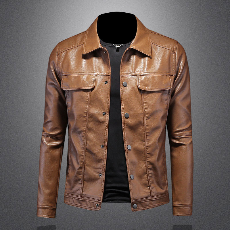 Veste de Biker Homme en Cuir Élégant