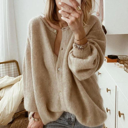 Cardigan femme | Tricot doux, col rond | Boutonnage, coupe décontractée
