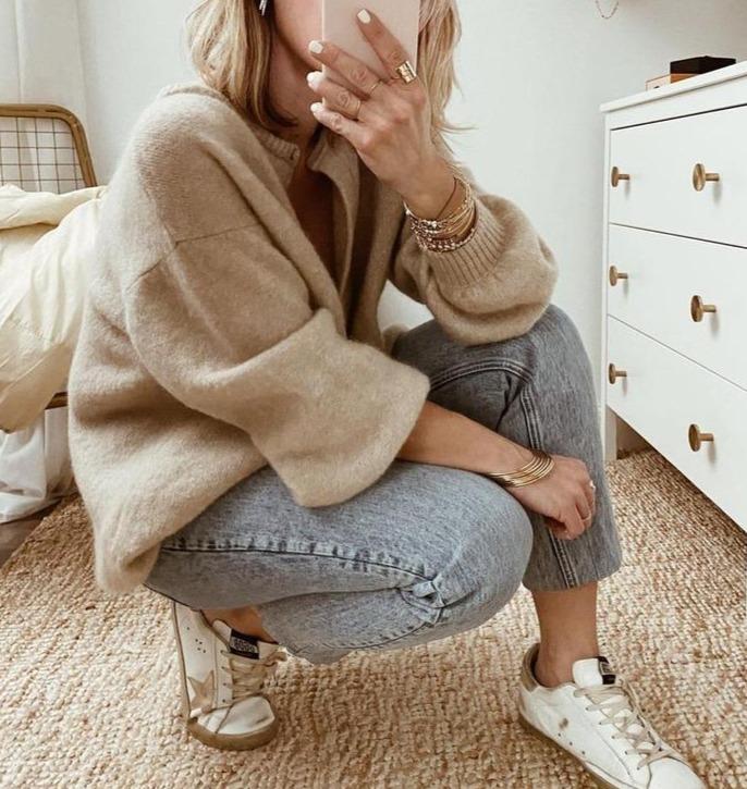 Cardigan femme | Tricot doux, col rond | Boutonnage, coupe décontractée