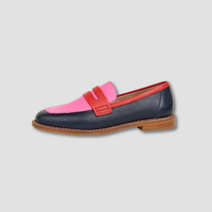 Mocassins femme semelle plate motif multicolore bout rond