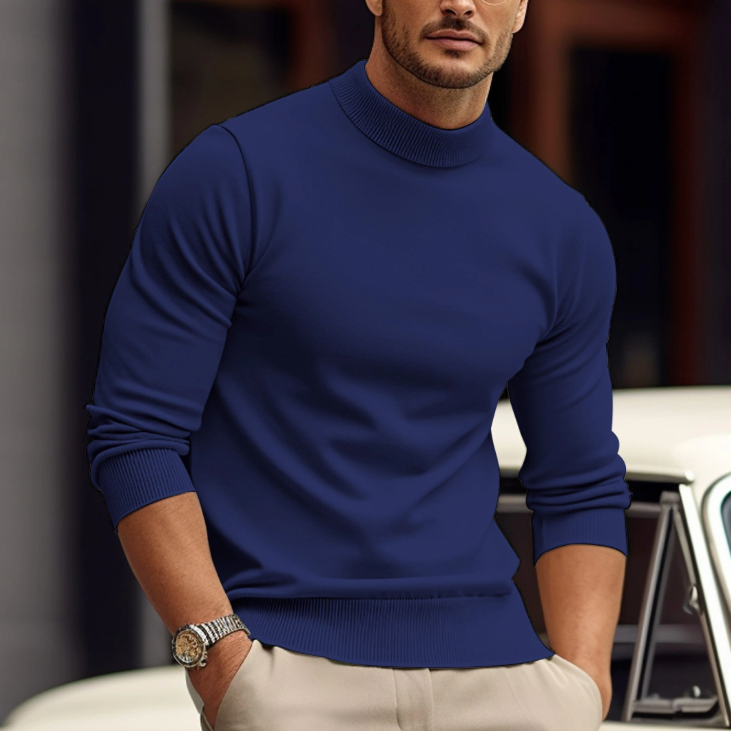Pull masculin stylé - coton doux - coupe classique