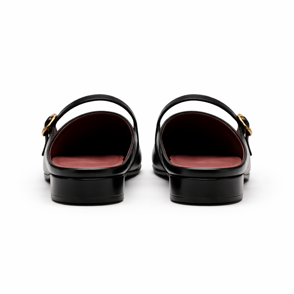 Mules Mary Jane pour femmes cuir tressé bout carré marron noir