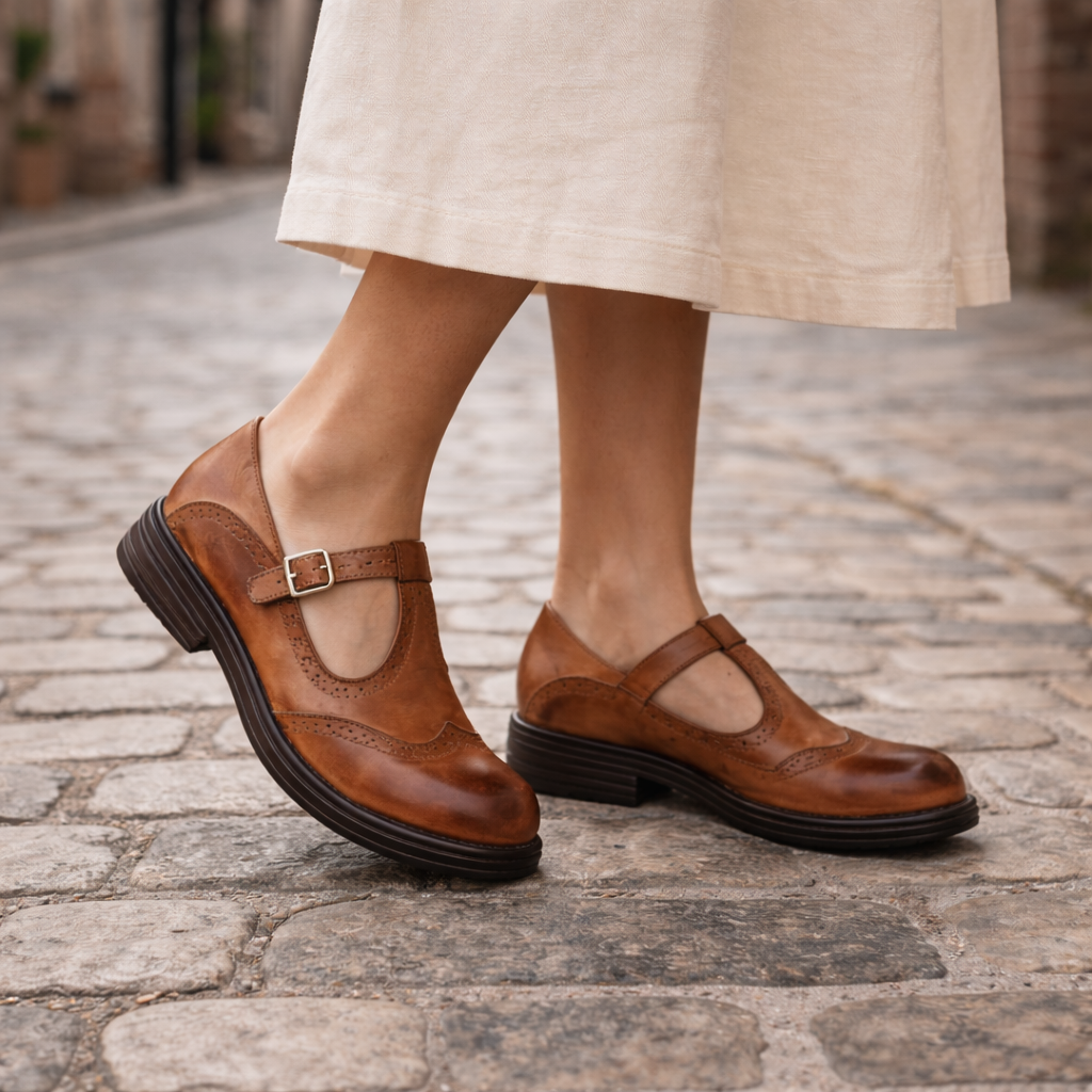 Chaussures Mary Jane pour femmes | Style Brogue en cuir | Ballerines confortables