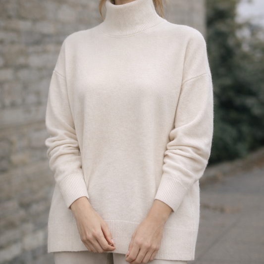 Parisfemme - Pull en cachemire - Col roulé - Maille fine
