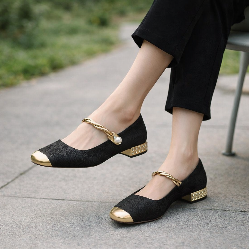 Ballerines Mary Jane pour femmes | Talon bas | Bout carré, chaussures de confort