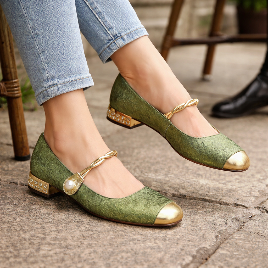 Chaussures Mary Jane pour femmes | Bout carré, Confort orthopédique | Ballerines avec bride perlée
