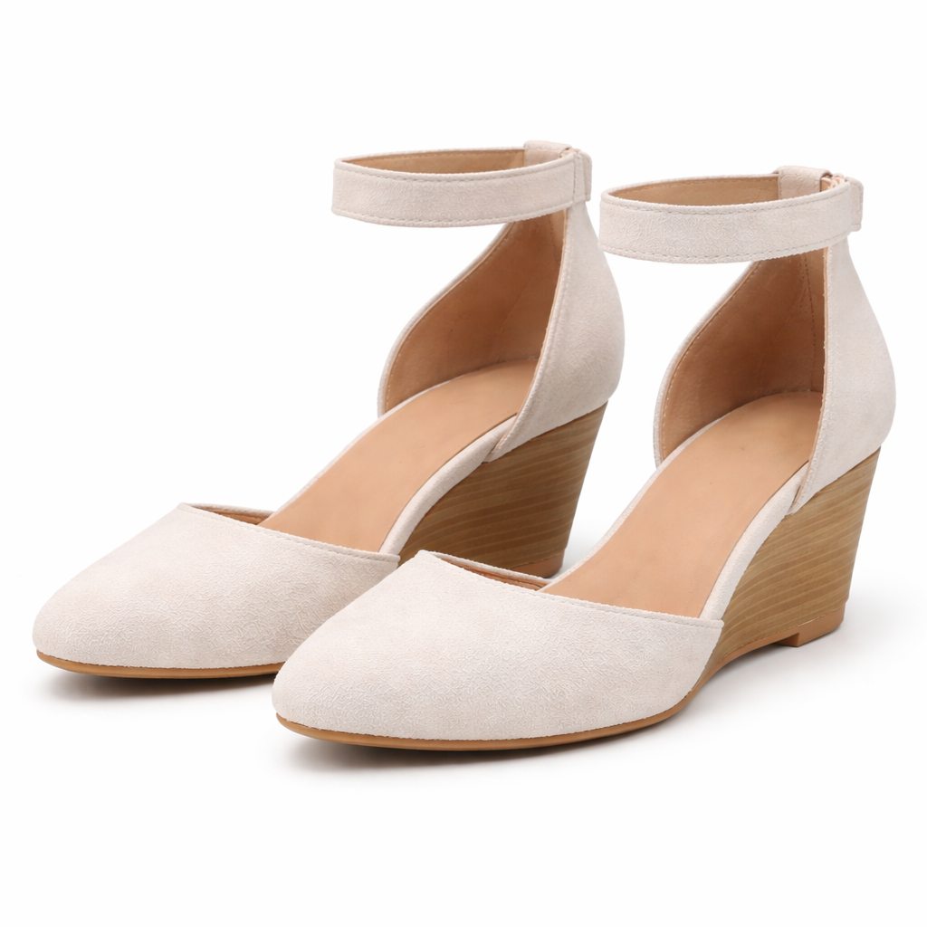 Talons Compensés Femme | Bout Fermé Suède | Finition Mate