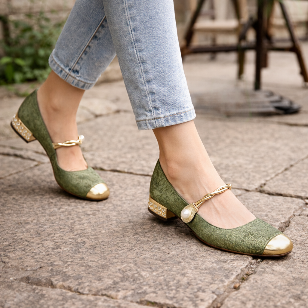 Chaussures Mary Jane pour femmes | Bout carré, Confort orthopédique | Ballerines avec bride perlée