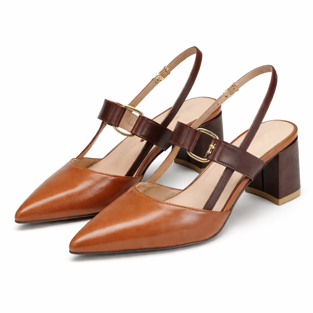 Talons pour femmes | Talon bloc bas, bride arrière | Confort rembourré
