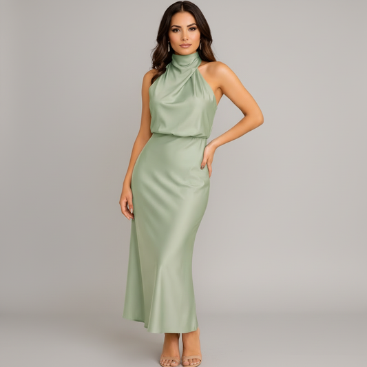 Robe Midi | Design Drapé | Idéale pour les Occasions Spéciales