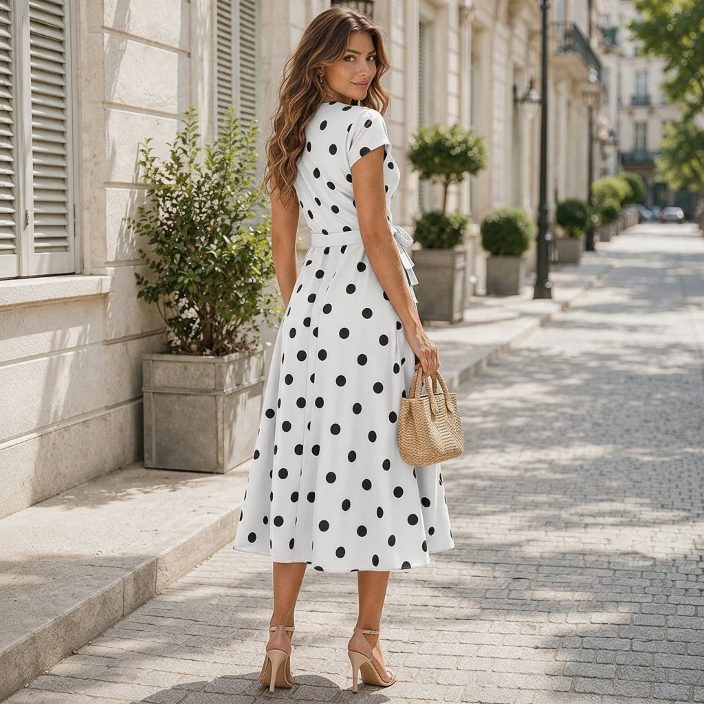 Robe à Pois | Robe d'Été Polyvalente | Design Chic