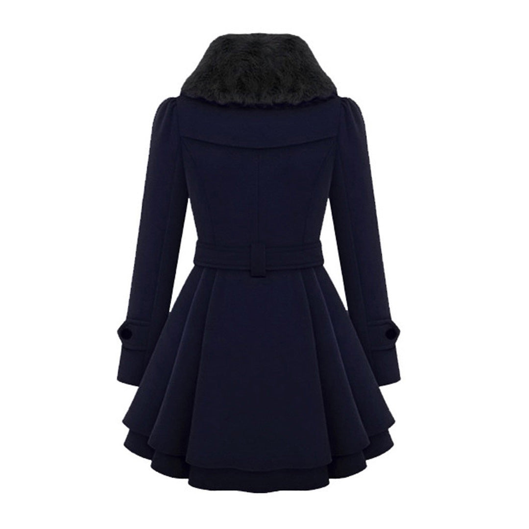 Manteau long femme hiver capuche et col fausse fourrure