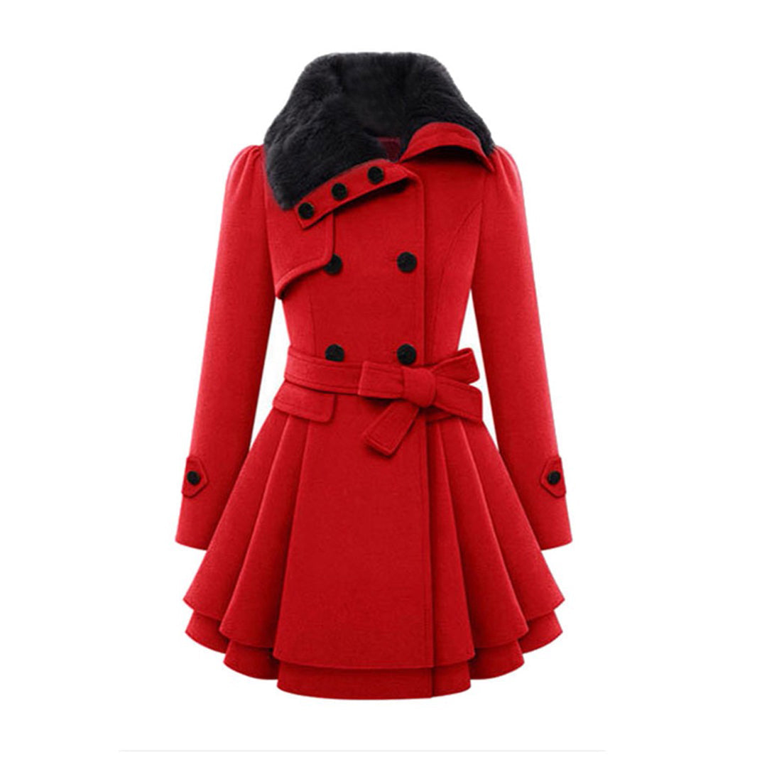 Manteau long femme hiver capuche et col fausse fourrure
