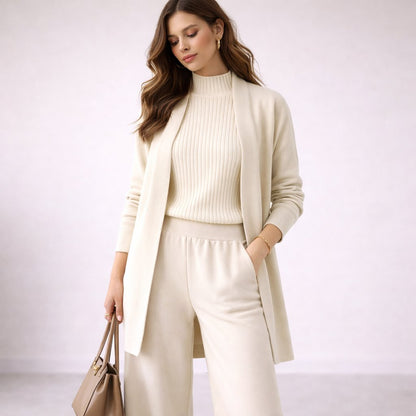 Ensemble Tricot Trois Pièces | Confort Décontracté | Large Jambes