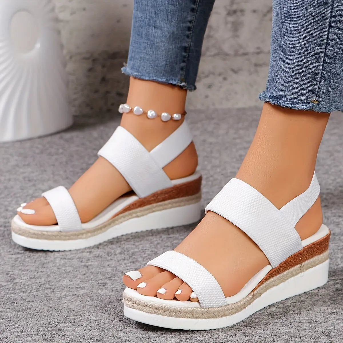 Sandales Compensées Femme | Espadrille, Style Plateforme | Lanière Élastique