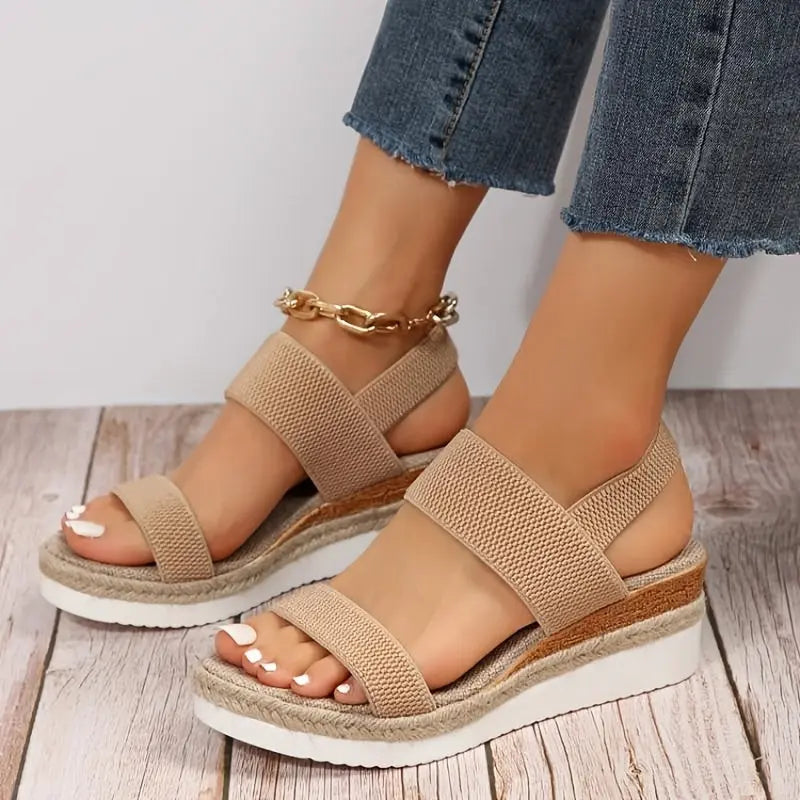 Sandales Compensées Femme | Espadrille, Style Plateforme | Lanière Élastique