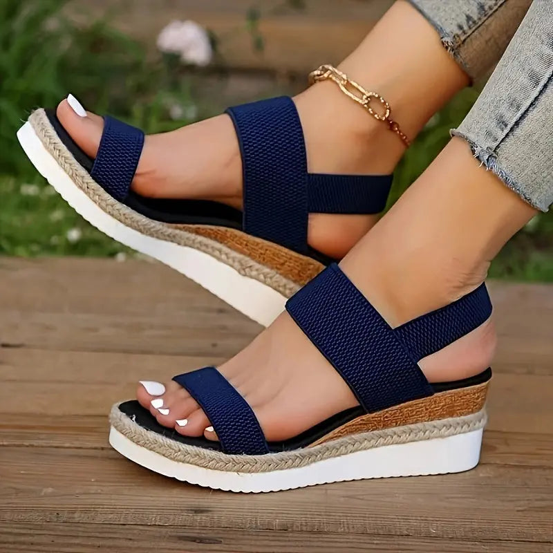 Sandales Compensées Femme | Espadrille, Style Plateforme | Lanière Élastique