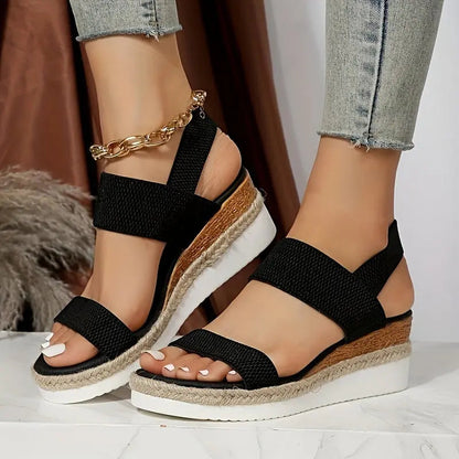 Sandales Compensées Femme | Espadrille, Style Plateforme | Lanière Élastique