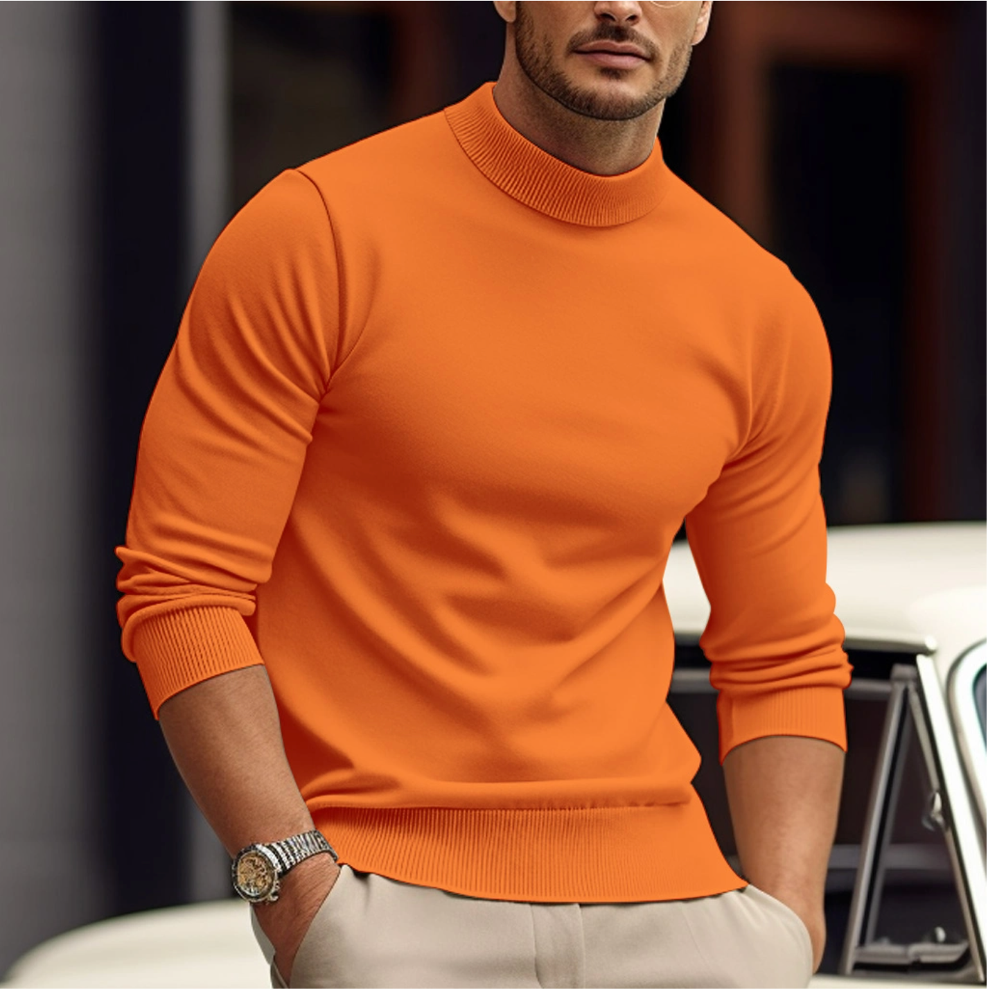 Pull masculin stylé - coton doux - coupe classique