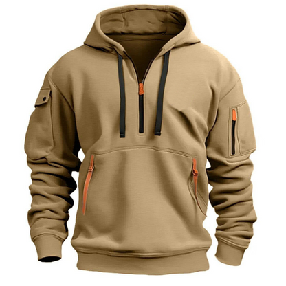 Sweatshirt à capuche homme avec poches zippées coupe décontractée