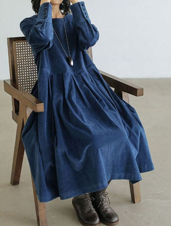 Robe en velours midi femme coupe classique silhouette élégante